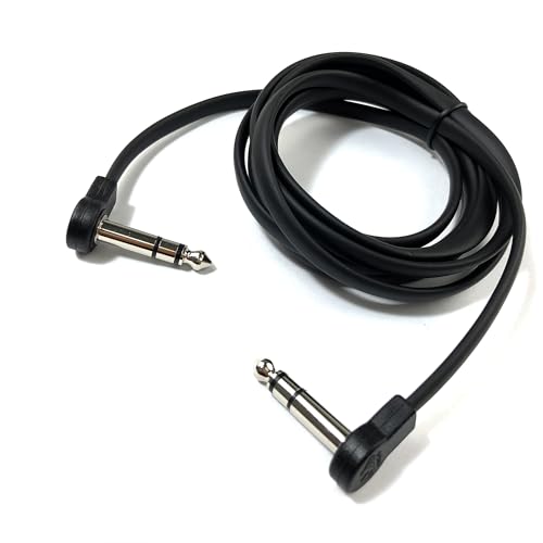 Flat Low Profile Stereo Guitar Patch Cable 6.5ft for Effects Pedals, 1/4 inch TRS Right-Angle, Black - color: Black, size: 6.5ft