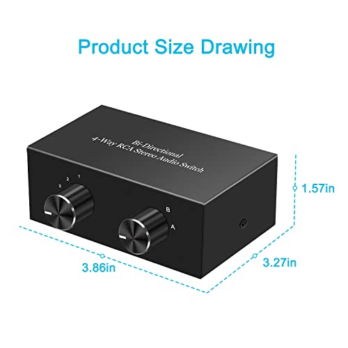 4-Way Stereo Audio Switcher, Bi-Directional Audio Selector Box for Blu-ray Players or DVD Players Active Speakers (2In-4Out/4In-2Out) - style: 2In-4Out/ 4In-2Out Stereo Audio Switcher