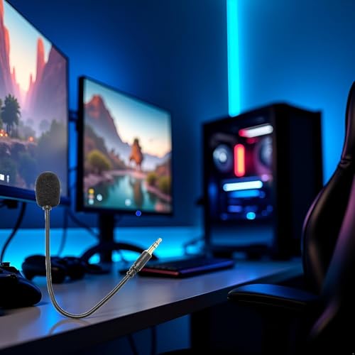 Headset Microphone 3.5mm Plug, Black Headset Microphone Adjustable 360 Degrees Bendable Jack Headphone Controller Z5a5 Combined, 3.5mm Game Gaming Mic to Mic Headsets Accessories