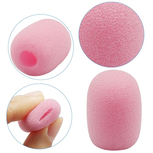 Pink Lapel Headset Microphone Windscreen, 10 Pack | High-Density Sponge Foam Covers, Noise Reduction, Dust & Moisture Protection, Fits Gaming, Office, Fitness, Aviation Headsets - color: Pink