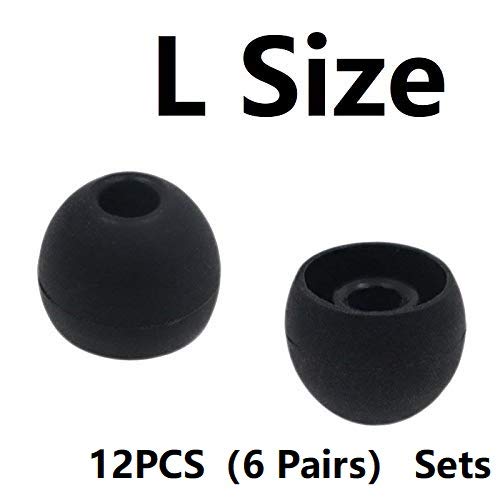 12PCS Large Size Replacement Ear Tips Earbud Eartip Ear Cap Ear Bud Tip for Powerbeats Pro, BeatsX, Senso, TOZO, Sony & Other Inner Hole 3.8mm Earbud in-Ear Headphones,Black,L
