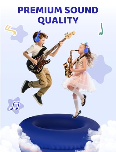 Bluetooth Headphones Wireless Cat Ear 60H/8H with LED Light Mic Blue | Adjustable Headband Foldable Over-Ear Headset for Kids/Tablet/iPad/Laptop,HD Stereo Sound,Aux Aux 3.5mm - color: Blue