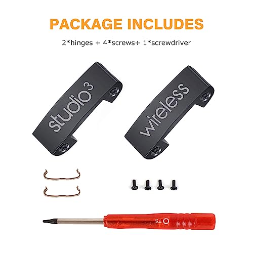 Studio 3 Replacement Hinge as Same as the OEM Accessories Parts Durable Repair Kit Compatible with Beats by Dre Studio3 (A1914), Studio 2 Wired/Wireless, Studio Pro (A2924) Headphones (Black) - color: Black