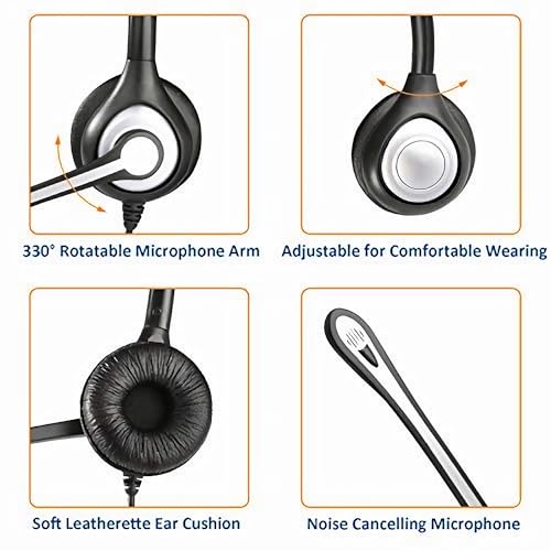 Wantek Cisco Phone Headset with Microphone Noise Cancelling, RJ9 Telephone Headsets Compatible with Cisco Office Phones 7940 7942 7945 7960 7962 7965 7811 7821 8811 8841 8845 8851 Plantronics M12 M22