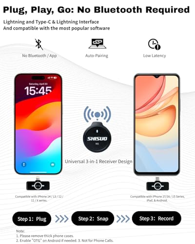 Wireless Microphone for iPhone 16 15 14 Android, Magnetic Lavalier Lapel Microphone with Charging Case, AI Noise Cancelling Mini Clip-on Mic for Content Creators, YouTube, Vlog, TikTok, PC - color: Black