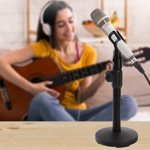 2 Pcs Microphone Stand Desktop, Adjustable Table Mic Stand with Mic Clip and 5/8" Male to 3/8" Female Screw Adapter, Heavy Base, Compatible with Most Mics - size: style 1