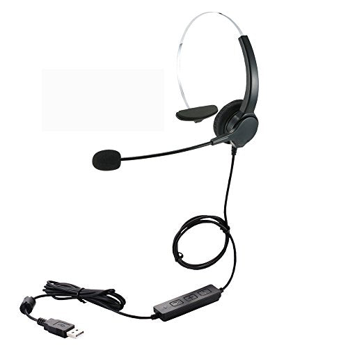 Corded Noise Cancelling Monaural Headset with USB Headset Adapter as Office PC Headset for Computer/PC/Laptop Use Only - size: Monaural