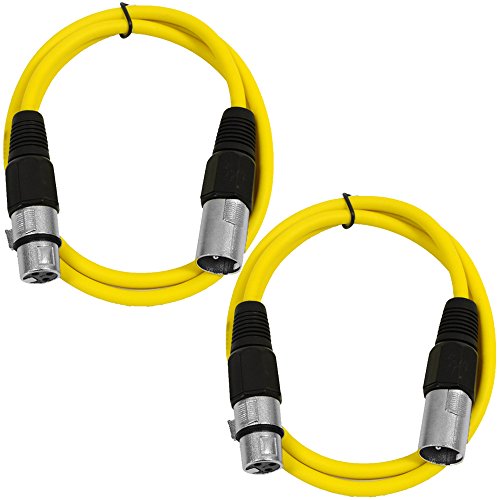 Seismic Audio - SAXLX-3-2 Pack of 3' XLR Male to XLR Female Patch Cables - Balanced - 3 Foot Patch Cord - Yellow and Yellow - color: Yellow and Yellow