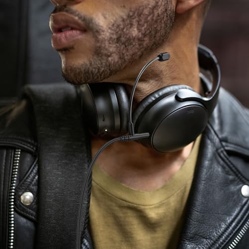 QC45 Boom Mic for Bose QuietComfort QC25 QC35 QC35II QC45 NC700 Headphone | 3.5mm to 2.5mm Audio Cable, Mute Switch, Volume Control, Boom Microphone, L-Shaped Plug, Nylon Braided Cord, 6ft