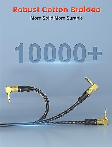 VANAUX Aux Cable for Car 90 Degree Right Angle Auxiliary Cable Stereo Aux Jack to Jack Cord Compatible for Mp3 Player, Car Stereos, Smartphone, Speakers, Headphone and More(1.5Ft/0.5M) - size: 1.5 ft