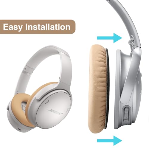QC25 Earpads Replacement Ear Cushions Cover Compatible with Bose QuietComfort 35 25 15 2 / QC35 QC25 QC2 QC15 AE2 AE2i AE2w SoundLink SoundTrue Around-Ear Headphones Memory Foam Ear Pads - color: Beige