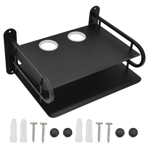 Floating Shelf, Wall Mount Shelf Steel Mount with Cable Management Holes, Space Saving Multimedia Shelf for DVD Player Game