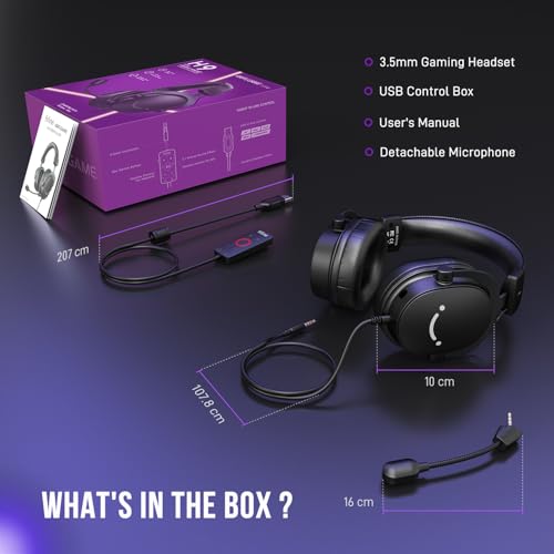 FIFINE H9 Wired Gaming Headset with Microphone, 3.5mm and USB Connectivity | 50mm Drivers, 7.1 Surround Sound, Lightweight, Soft Ear Cusion, Detachable Boom Mic, USB Control Box, for PC, Xbox, PS4/5 - color: Black