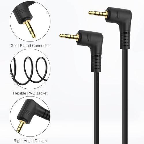 MEIRIYFA 2.5mm TRRS Male to Male Audio Extension Cable 90 Degree Angle | 2.5mm TRRS Stereo Audio Plug Adapter Cable for Smartphone, Headphone, MP3 Player, Recorder, Camera (2PCS, 1.8M) (TRRS)