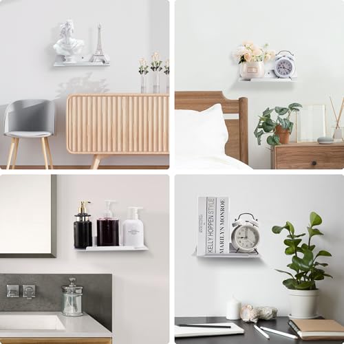 10.2''W x 6.3''D Small Floating Metal Wall Shelf,Deep Floating Shelves for Speakers,Cameras,Routers,Heavy Duty Metal Floating Wall Shelf with Lip for Bedroom,Bathroom,Living Room,Silver - color: 10''silver