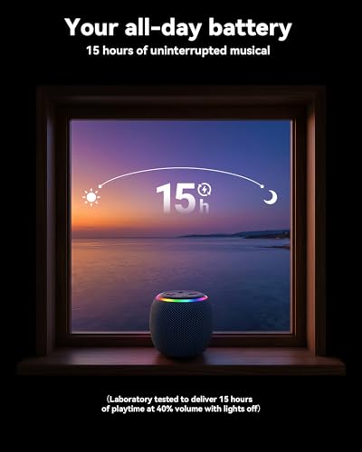 BassBloom Room 3 Portable Bluetooth Speaker, IPX6 Waterproof,12W JIKE BASS Powerful Stereo Sound with RGB Lights, TWS Pairing, Bluetooth 5.4, Great Gift Idea for on Any Surface at Home