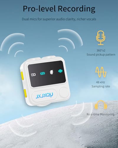Wireless Lavalier Microphone for iPhone Android, mini Bluetooth mic | Mic with Smart Noise Reduction, Reverb Effect, 30H+ Battery Life for Vlog, YouTube, TikTok, Podcast,Ideal for Content Creator - size: White Mic for iOS/Android