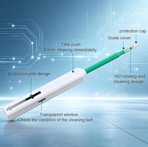 Fiber Optic Pen Cleaner for SC/ST/FC, 2.5mm UPC/APC Ferrule Cleaner,One-Push Fiber Optic Cleaning Tool with Extendable Probe (2.38” to 3.63”), 800+ Cleans per Unit, Anti-Static - 10 Pack - size: 2.5mm