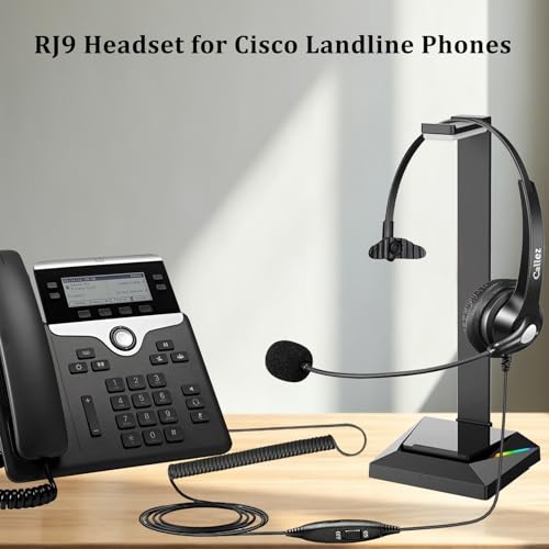Callez Mono Phone Headset for Cisco IP Phones 7821 7841 7945 7962 7965 7975 | Corded Telephone Headset with Noise Cancelling Mic, Mute Switch, RJ9 Headphone Work for Cisco IP Phones 8811 8841 8845 8851
