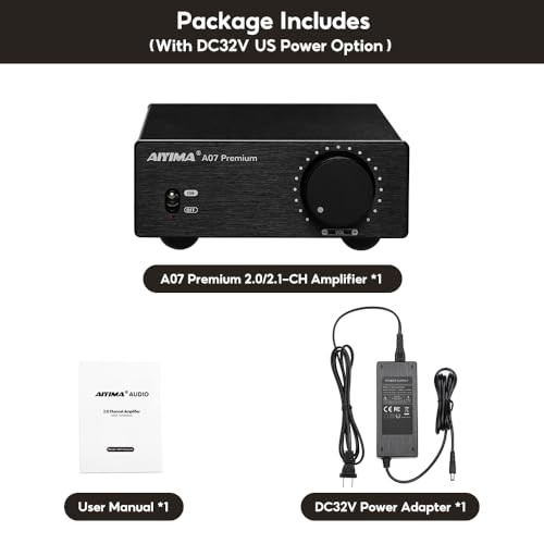 AIYIMA A07 Premium TPA3255 Power Stereo Amplifier with AUX Pre-Out 300W*2 | Swappable Op-Amp | 2 channel Desktop integrated Class D Stereo HiFi Amp For Passive Bookshelf Speaker & 2.0/2.1 Home theater