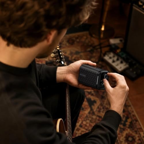 HOTONE Pulze Mini 5W Mini Ultra-Portable Smart Guitar Amp & Speaker | Ultra-portable amp & BT speaker in one.191 effects,200 tones(Presets), up to 20 user IRs &11-hr battery - color: Black