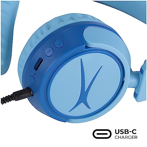 Altec Lansing Kid Safe 2-in-1 Wireless Bluetooth Headphones - Crystal Clear Sound, Safe Volume Limiting, Foldable Design - Enjoy Audio and Protect Your Child's Hearing (Hero Blue) - color: Hero Blue