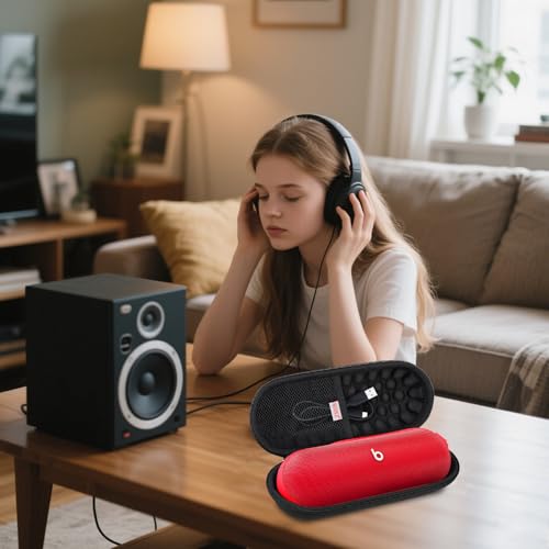 BOVKE Beats Pill 2024 휴대용 블루투스 스피커용 휴대용 케이스, 폼 패딩 및 메시 포켓이 있는 여행용 보호 케이스, 새로운 Beats 알약 액세서리용, 블랙 - color: AA_블랙