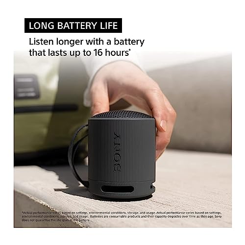 Sony SRS-XB100 Wireless Bluetooth Portable Travel Speaker Bundle (Black) | Travel case, Strap, (2 items) - color: Black
