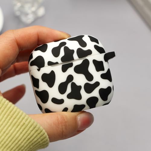 Case Compatible with AirPods 4 Case,Soft Silicone Cover with Bracelet Lanyard and Keychain, Cute Wireless Charging Protective Case for Apple AirPods 4th for Women and Men (Cow) - color: Cow