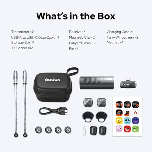 Godox Cube-SC 2.4G Wireless Lavalier Microphone with USB C 48kHz/24bit >70dB SNR, Max 115dB SPL, 300M transmission 30H long duration Apple Find My Support APP Control for iPhone 15/16 & Android device