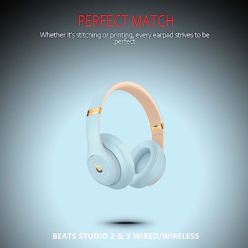 Replacement Ear Pads for Beats Studio 3 & Studio 2, Upgraded Beats Studio 3 Replacement Parts and Beats Headphones Accessories, Compatible with B0500 B0501 Wireless Models,Crystal Blue - color: Crystal Blue