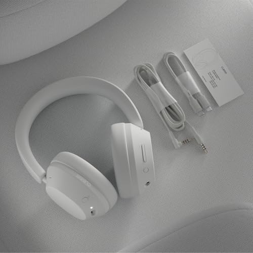 Clemm Preset Wireless Over-Ear Headphones, 95H Playtime, Bluetooth, 40mm Drivers, Built-in Mic, Memory Foam Earcups, Aux Cable Included, Foldable Design, Ivory - color: Ivory