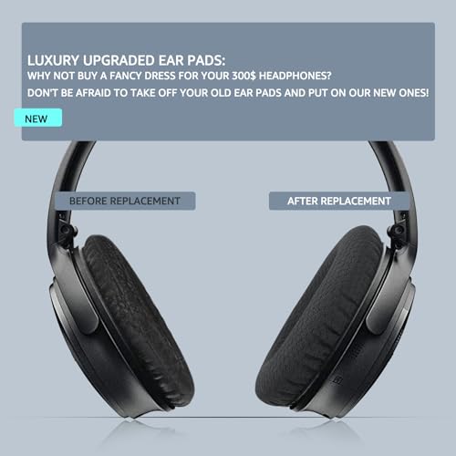 QuietComfort 35 / QC 35ii Replacement Ear Cushions for Bose Headphones, Compatible with Bose QC45 QC35 QC25 QC2 QC15 / Around-Ear 2 AE2i AE2w / SoundTrue and SoundLink Series (Black) - color: Black & Black