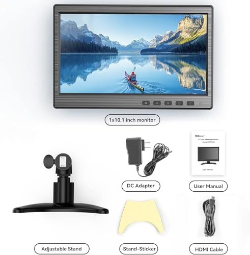10.1-Inch Security Monitor with HDMI VGA BNC AV Inputs | 1024×600 LCD Display, Built-in Speakers, VESA 75×75mm, 24/7 Operation, Compatible with DVR, NVR, CCTV, PC