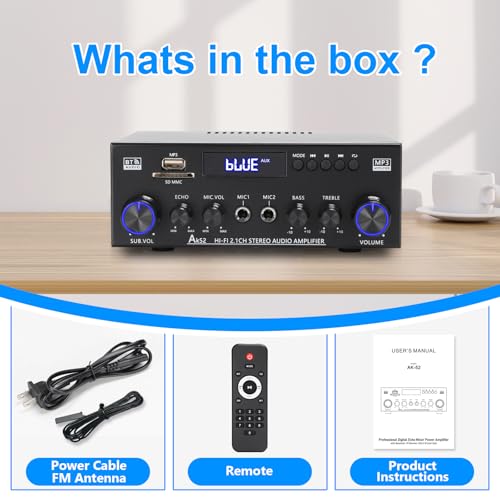 Joengoep AK52 Home 2.1 Channel Bluetooth 5.0 Stereo Receivers Amplifier - size: AK-52