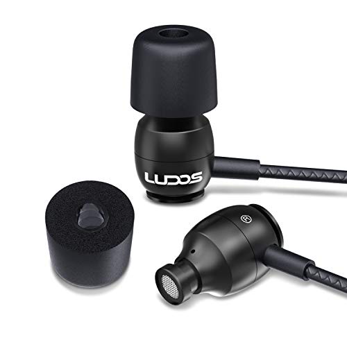 Ludos Clamor Wired Earbuds in-Ear Headphones, 5 Years Warranty, Earphones with Microphone, Noise Isolating Ear Buds for School, Kids, Women, Small Ear - color: Black, style: 3.5 mm