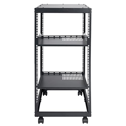 VEVOR 20U Open Frame Server Rack, 23''-40'' Adjustable Depth, Free Standing or Wall Mount Network Server Rack, 4 Post AV Rack with Casters, Holds All Your Networking IT Equipment AV Gear Router Modem - size: 20U