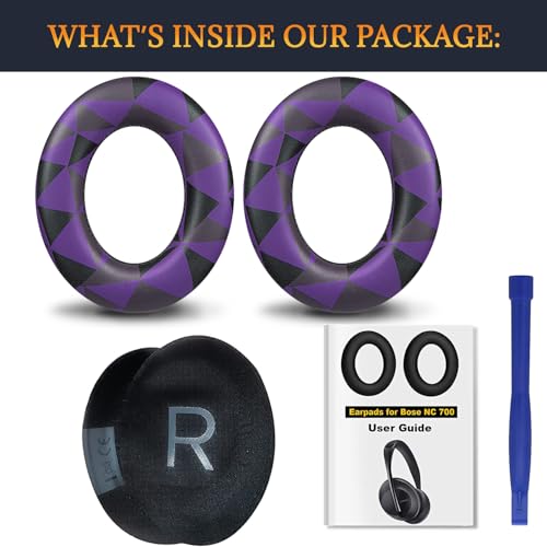 SOULWIT Replacement Earpads for Bose 700 (NC700) Wireless Headphones, Ear Pads Cushions with Softer Protein Leather, High-Density Noise Cancelling Foam, Added Thickness - Purple Black - color: Purple Black