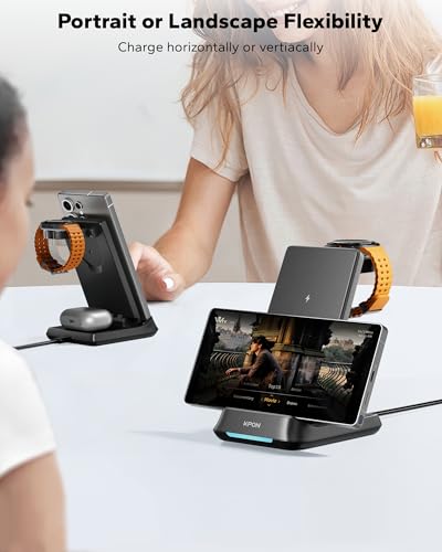 3 in 1 Charging Station for Samsung, Wireless Charger for Thick Cases, Foldable Phone and Watch Charger Stand for Galaxy S26/S25/S25 Ultra/S24/Z Fold/Android Devices, Galaxy Watch and Earbuds