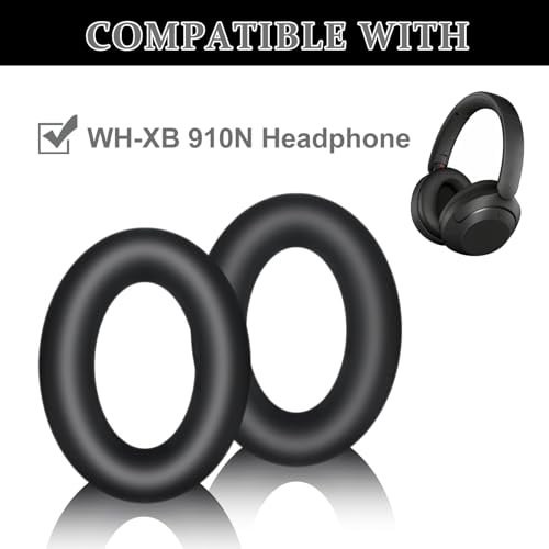 Aiivioll 2-in-1 WH-XB910N Replacement Ear Pads & Protective Earpad Covers for Sony WH-XB910N Headphones, Protein Leather Earmuffs with Silicone Earpad Covers (Black) - color: Black-with earpad covers