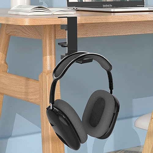 QMQJIA Metal Earphone Holder Hook Under Desk Headphone Stand Headset Hanger with Adjustable Clamp Universal Aluminum Alloy Headphone Hanger Sturdy Hook for Hanging Headphones On Desk Or Shelf