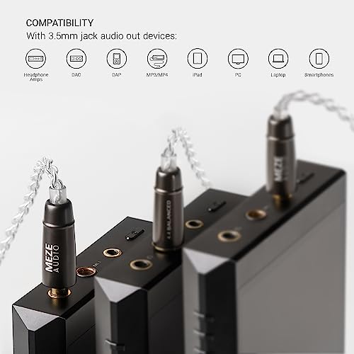 MEZE AUDIO | Rai Series MMCX | Headphones HiFi Cable Replacement 3.5mm Male to Dual MMCX Connector Plug | Silver Plated Upgrade 3.5mm Jack | Cable Length 1.2m/3.9ft - size: 3.5 mm ( Standard )