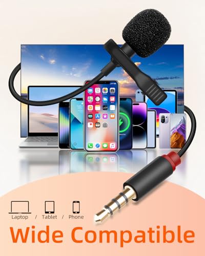 3.5mm AUX Lavalier Lapel Microphone,3.5MM 4 Pole TRRS Male Wired Lavalier Microphone for Camera D/JI Mic,Voice Amplifier,Teachers,Speakers,Laptop(4.9FT/1.5M) - style: 4 Section