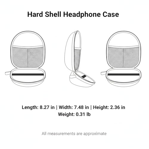 Hard Shell Headphone Case for Over-Ear Headphones, Protective EVA Travel Storage Box with Mesh Pocket & Velvet Lining