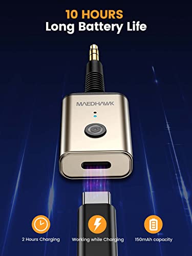 MaedHawk Rotatable Bluetooth 5.3 Wireless Aux Audio Receiver for car | Portable 3.5mm Bluetooth Adapter for Car Home Stereo Speaker Wired Headphones, Hands-Free Calls