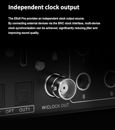 TOPPING E8x8 Pre Professional Audio Interface with 8 Ultra-Linear Mic Preamps, Dual Headphone Outputs & Zero-Latency Monitoring - High Dynamic Range & Precision Sound Control (E8X8 Pre-Black)