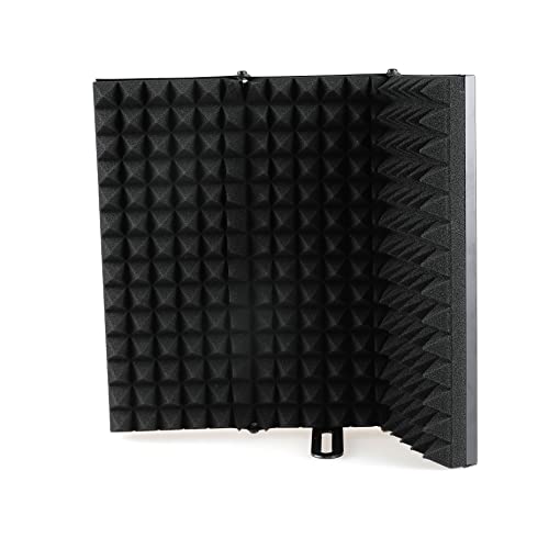 Microphone Isolation Shield, Foldable Mic Shield with Triple Sound Insulation, Reflection Filter with 3/8" and 5/8" Mic Threaded Mount