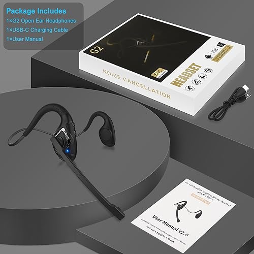 iDIGMALL Trucker Bluetooth 5.0 Headset for Cell Phones, Wireless Headphones w/Mic, Noise Cancelling Office Headset w/Charging Base for PC Laptop Call Center Skype (Black)…