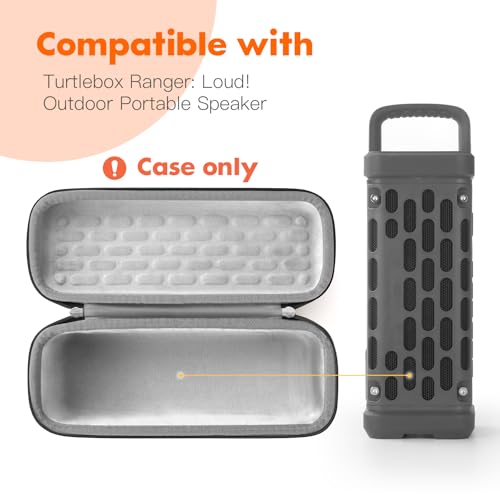 Carrying Case for Turtlebox Ranger Bluetooth Speaker, Black | Shockproof & Dustproof Hard Travel Case with Carabiner Hook & Handle, Soft Lined Protective Storage Bag for Beach Road Trip - color: Black Case