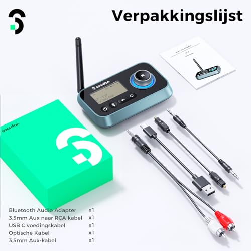 SOOMFON Bluetooth 5.3 Transmitter Receiver for TV to 2 Headphones